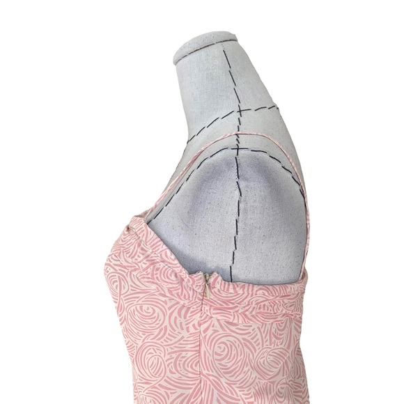 90s BCBG Silk Chiffon Pink Print Dress 20s Style Delicate Girly - Picture 10 of 15